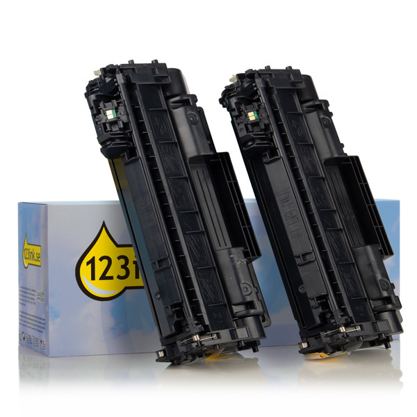 Varumärket 123ink ersätter HP 05A (CE505D) svart toner 2-pack CE505DC 054771 - 1