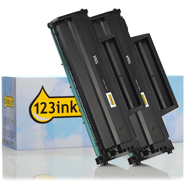 Varumärket 123ink ersätter HP 106A (W1106A) svart toner 2-pack W1106AC 160699 - 1