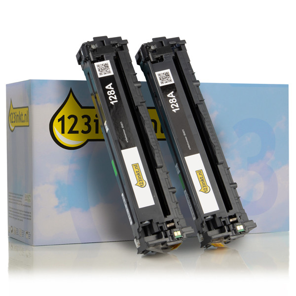 Varumärket 123ink ersätter HP 128A (CE320AD) svart toner 2-pack CE320ADC 132170 - 1