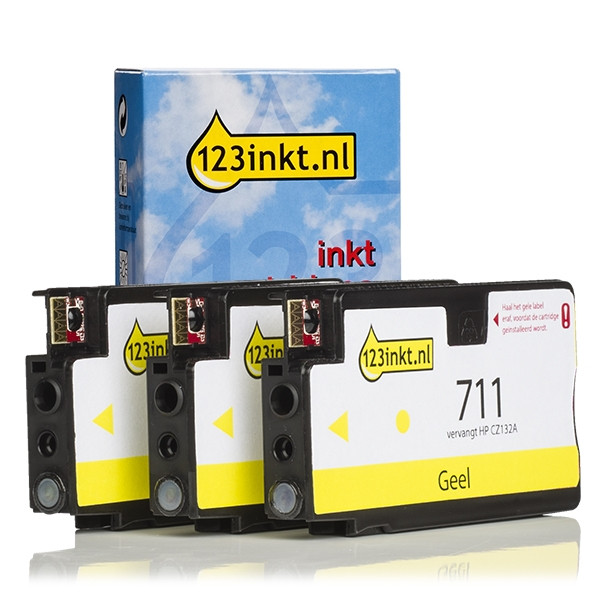 Varumärket 123ink ersätter HP 711 (CZ136A) gul bläckpatron 3-pack CZ136AC 044209 - 1