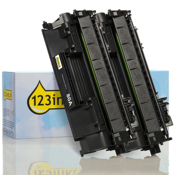 Varumärket 123ink ersätter HP 80A (CF280A) svart toner 2-pack  160721 - 1