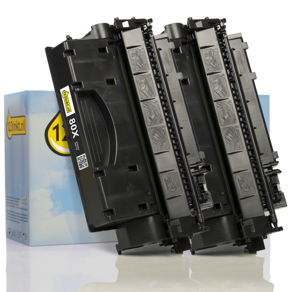 Varumärket 123ink ersätter HP 80X (CF280X) svart toner 2-pack  160726 - 1