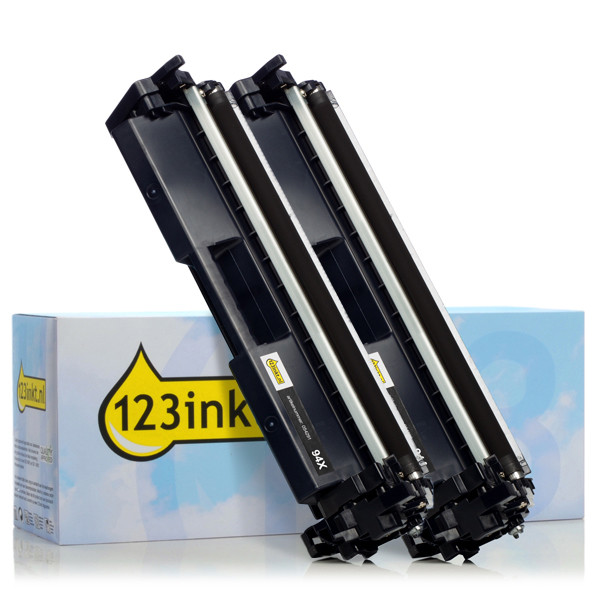 Varumärket 123ink ersätter HP 94X (CF294X) svart toner 2-pack CF294XC 160717 - 1