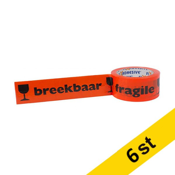 White label Varningstejp "Fragile" 50mm x 66m | 6st 200.000 206248 - 1