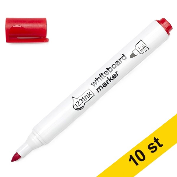 Whiteboardpenna 2.5mm | 123ink | röd | 10st  300394 - 1