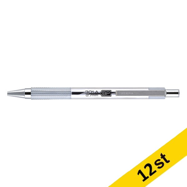 Zebra Pen Kulspetspenna | Zebra F301A | silver | 12st  423810 - 1